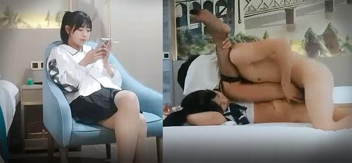 【沈先森】马尾辫清纯大长腿萌妹，黑色网袜学生制服，深喉大屌骑乘抬腿侧入猛操