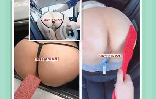 车2】车外露出屁股SP加电击调教母狗