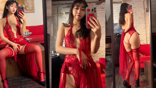 极品福利姬不呆猫，情趣红丝勾人心魂-原创