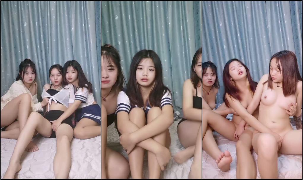 广东嫩模三美同床,全程露脸制服诱惑,在狼友的指挥下脱光,揉奶玩逼舔奶子,道具抽插姐妹骚穴浪叫呻吟不止