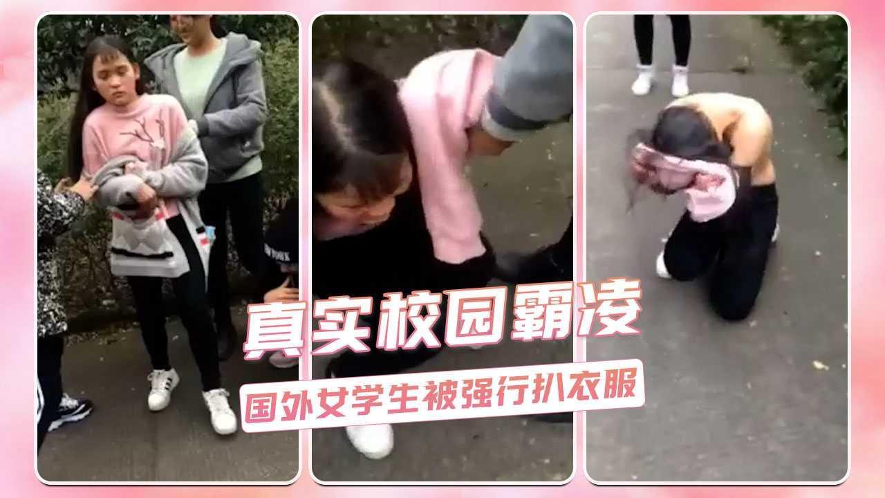 真实校园霸凌  国外女学生被强行扒衣服