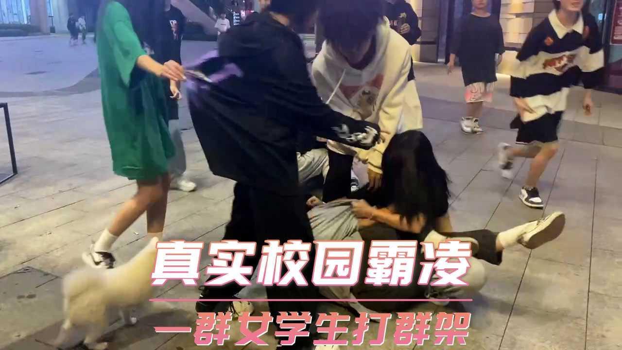 真实校园霸凌  一群女学生打群架
