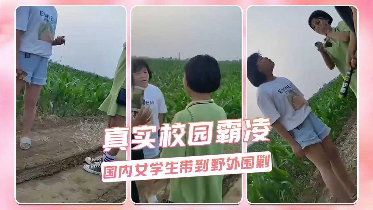 真实校园霸凌  国内女学生带到野外围剿