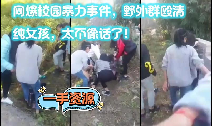 网爆校园暴力事件，野外群殴清纯女孩，太不像话了！