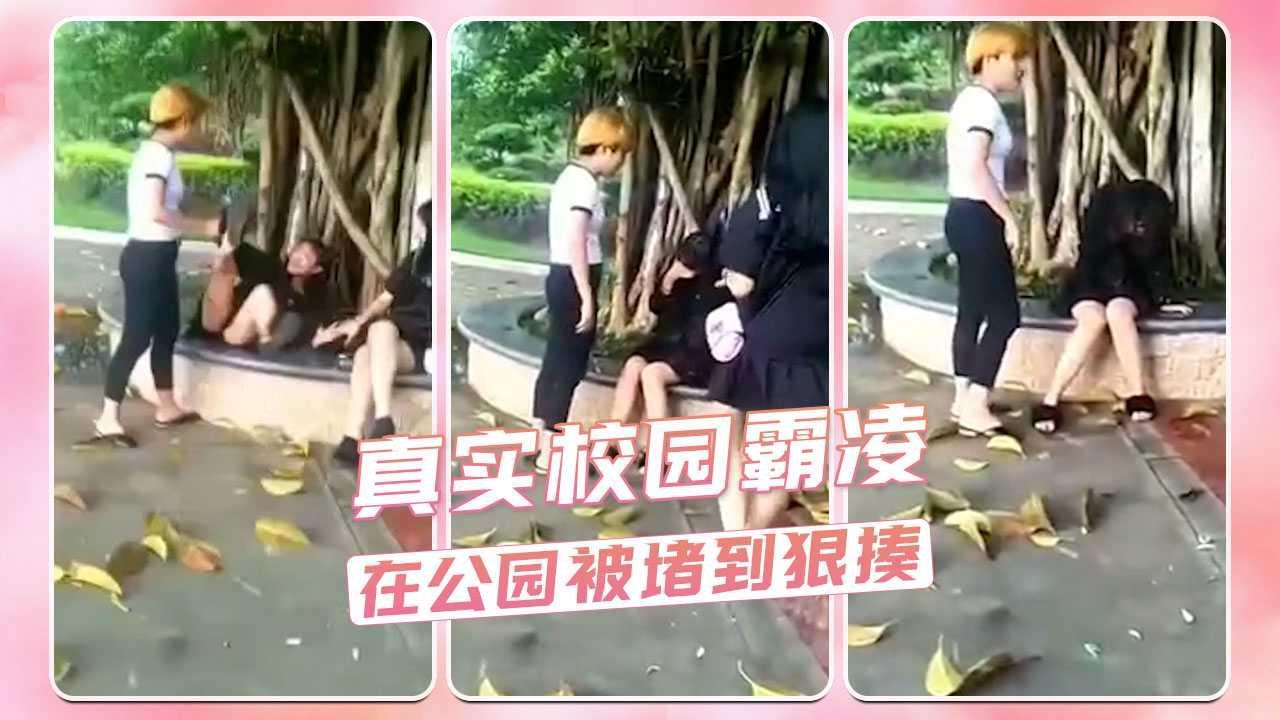 真实校园霸凌  在公园被堵到狠揍