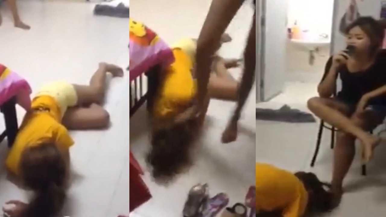 (校园霸凌)女孩被多为同学暴头打完肯定要脑震荡好几天太狠了