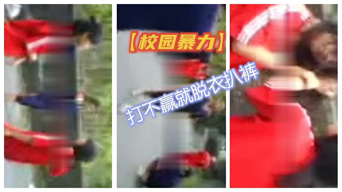 下【校园暴力】红蓝校服打不赢就脱衣扒裤啊！