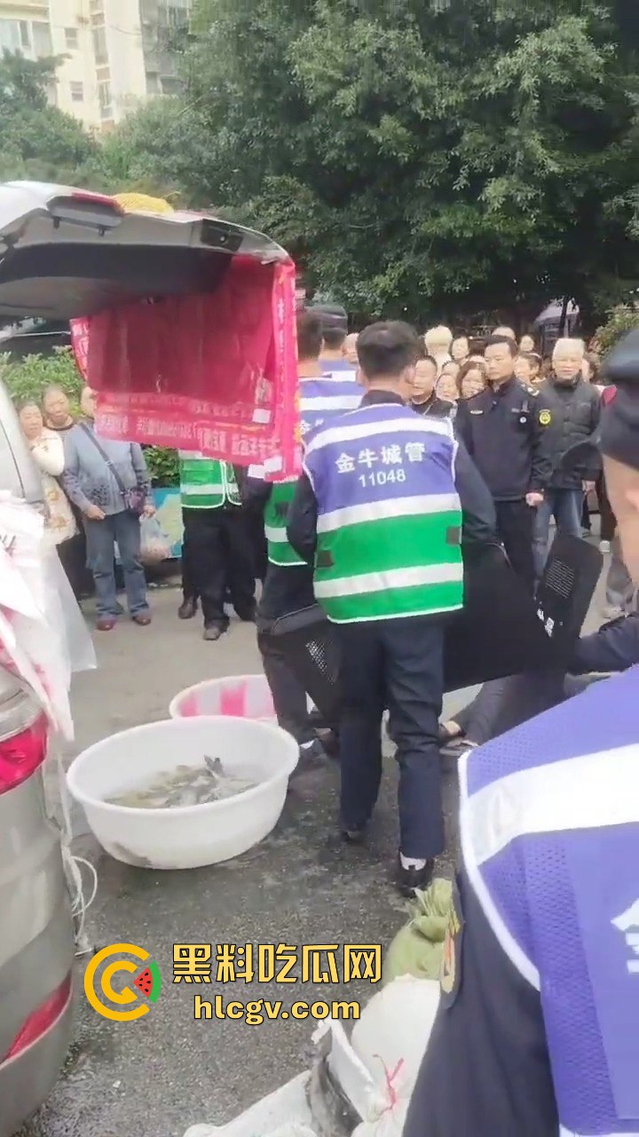 卖鱼商贩与城管爆发冲突！剪刀挥舞，两名城管被推倒，金牛区城管局称现场混乱不堪！