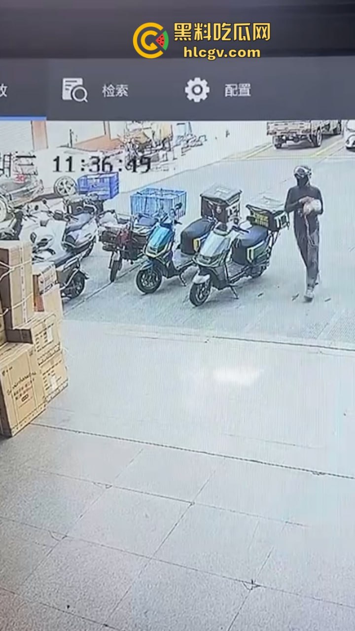 广东汕头一写字楼外卖频繁被盗 监控曝光小偷竟是同行相残