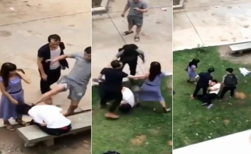 【抓奸】老婆幽会小鲜肉被当街抓，小鲜肉当场被暴打xs