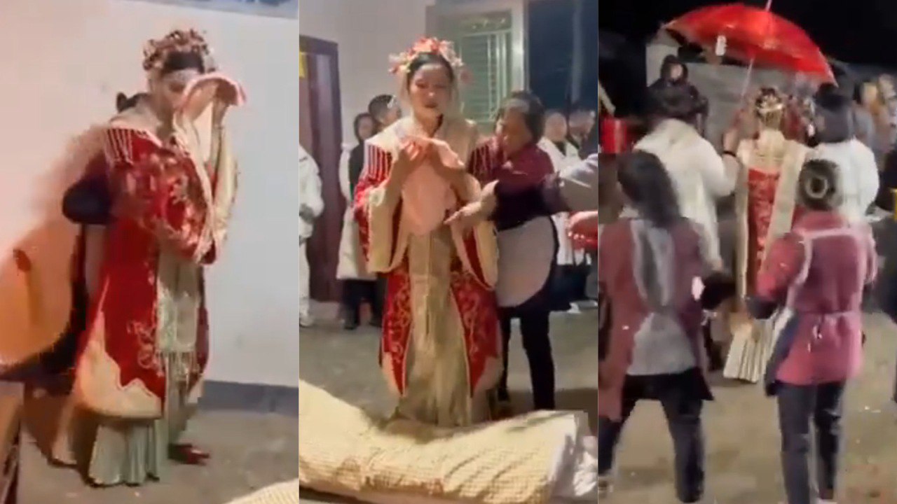 胆小慎入！山西洪洞县阴婚现场实拍 鬼新娘毛巾蒙脸跪拜完就往坟地送