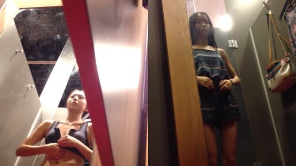 【换衣偷拍】商场试衣间里的小春色