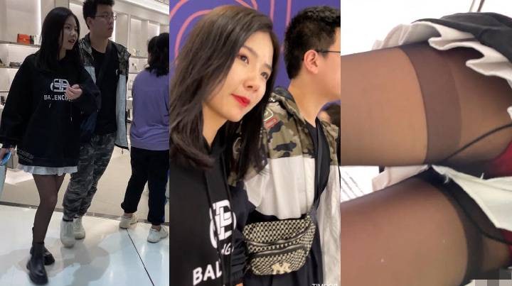 【裙底偷窥】黑丝袜短裙小姐姐！内衬挡不住红骚内-抄底