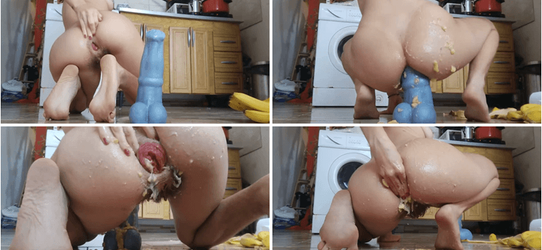 （轻微重口）菊花也想要吃香蕉这么大的马吊玩具也能塞入-变态