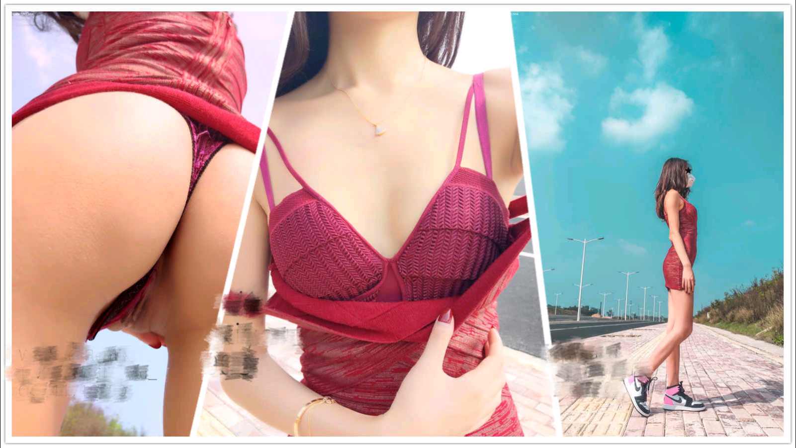 草莓味˙的软糖，户外自慰玩拉珠，露半脸语言挑逗遇路人